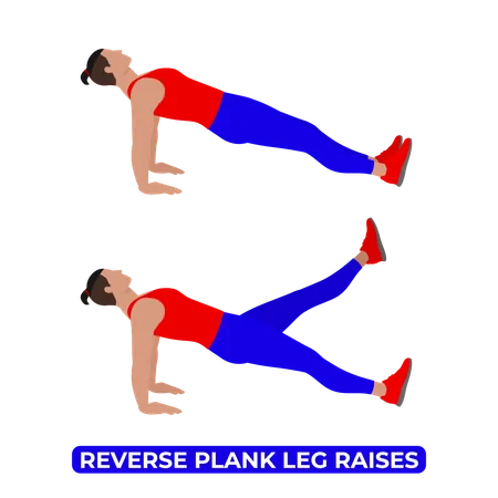 Hombre haciendo ejercicio de elevación de piernas en plancha inversa  Ilustración