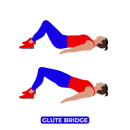 Hombre haciendo ejercicio de puente de glúteos  Ilustración