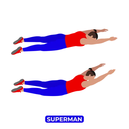 Hombre haciendo ejercicio de Superman  Ilustración