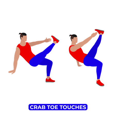 Hombre haciendo ejercicio de toques de dedos de cangrejo  Ilustración