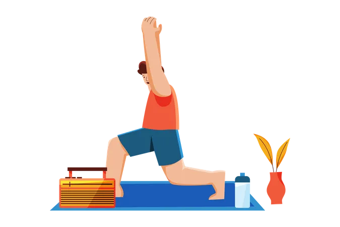 Hombre haciendo ejercicio de yoga  Ilustración