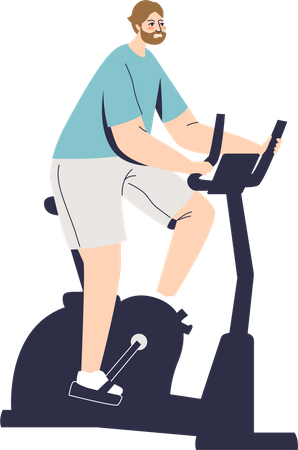 Hombre haciendo ejercicio en bicicleta  Ilustración