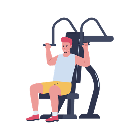 Hombre haciendo ejercicio en el gimnasio  Illustration