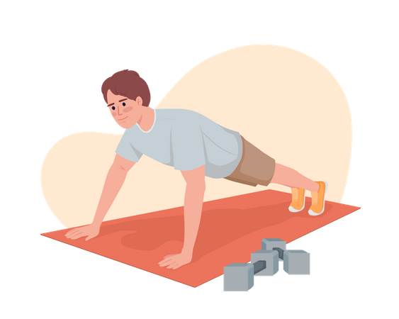 Hombre haciendo ejercicio de flexión  Ilustración