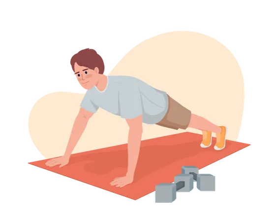 Hombre haciendo ejercicio de flexión  Ilustración