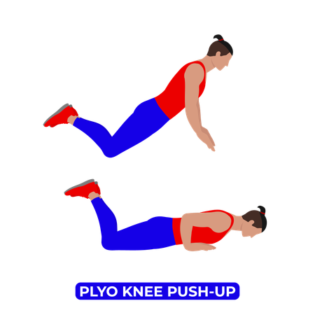 Hombre haciendo ejercicio de flexión de rodilla Plyo  Ilustración