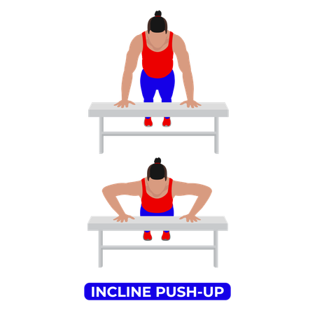 Hombre haciendo ejercicio de flexión inclinada  Ilustración