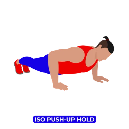 Hombre haciendo ejercicio Iso Push Up Hold  Ilustración