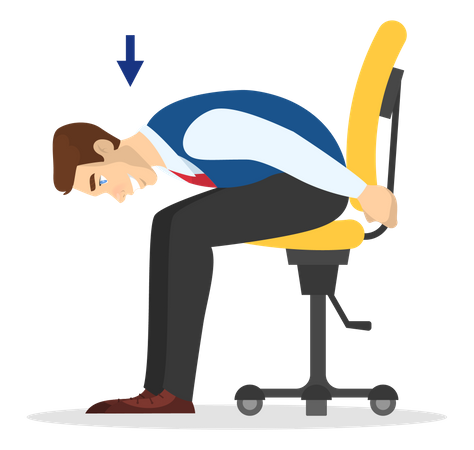 Hombre haciendo ejercicio para estirar la espalda en la oficina  Ilustración