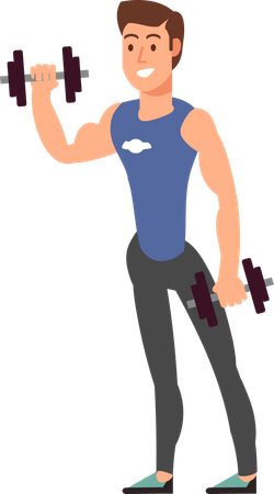 Hombre haciendo ejercicios con barra  Ilustración