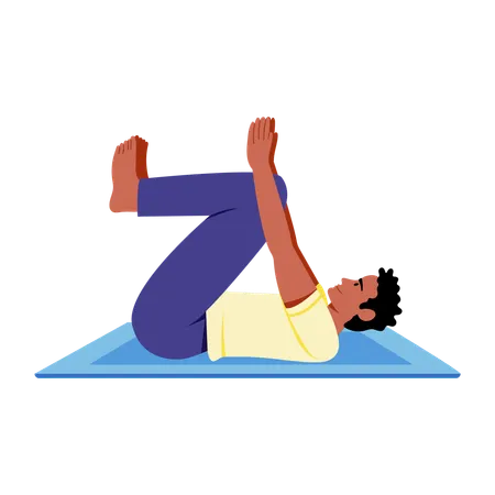 Hombre haciendo ejercicio de estiramiento  Ilustración