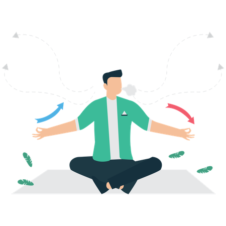 Hombre haciendo ejercicios de respiración para aliviar el estrés  Ilustración