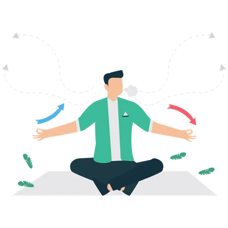 Hombre haciendo ejercicios de respiración para aliviar el estrés  Ilustración