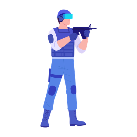 Hombre haciendo entrenamiento de combate  Ilustración