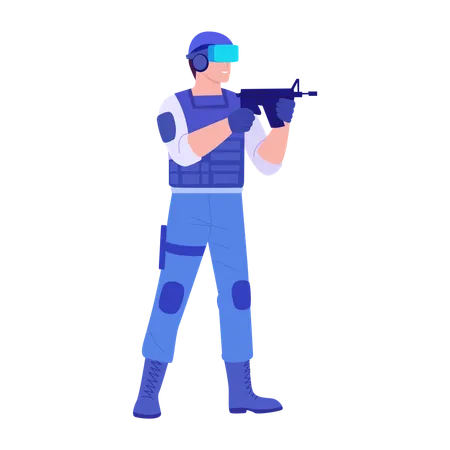 Hombre haciendo entrenamiento de combate  Ilustración