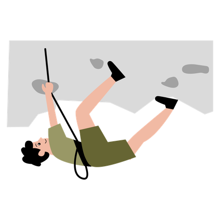 Hombre haciendo escalada horizontal  Ilustración