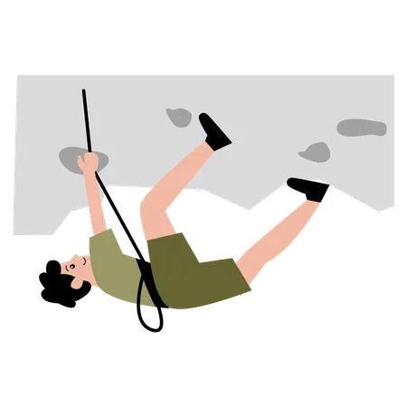 Hombre haciendo escalada horizontal  Ilustración