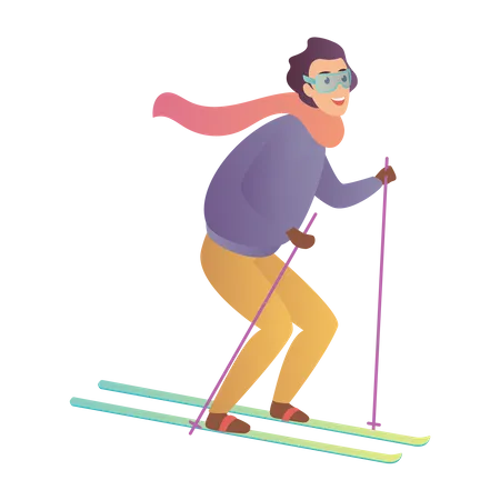 Hombre haciendo esqui  Ilustración