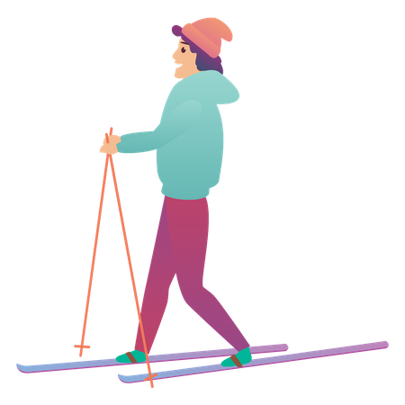 Hombre haciendo esquiar  Ilustración