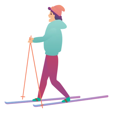 Hombre haciendo esquiar  Ilustración