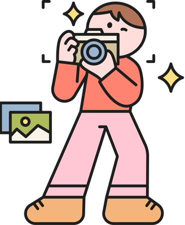 Hombre haciendo fotografia  Ilustración