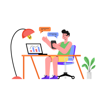 Hombre haciendo trabajo independiente  Ilustración