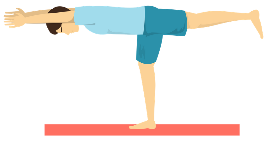 Hombre haciendo pose de yoga guerrero  Ilustración