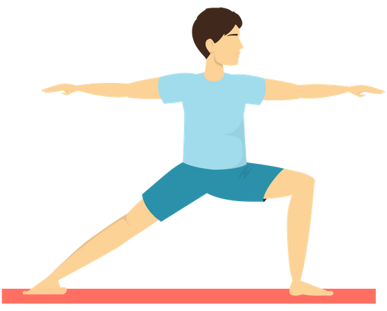 Hombre haciendo pose de yoga guerrero  Ilustración