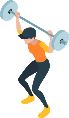 Hombre haciendo levantamiento de pesas en el gimnasio  Ilustración
