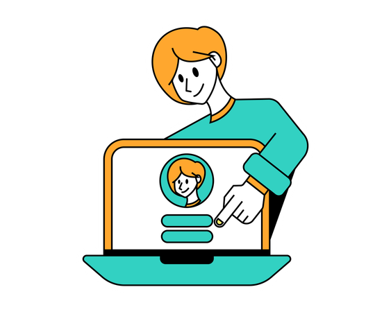 Hombre haciendo login de usuario  Ilustración