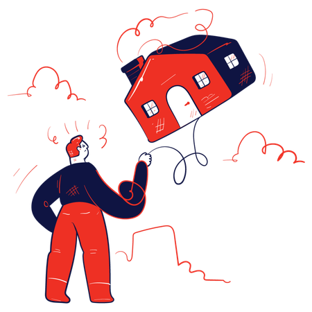 Hombre haciendo inversión inmobiliaria  Ilustración