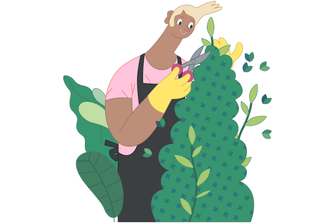 Hombre haciendo jardineria  Ilustración