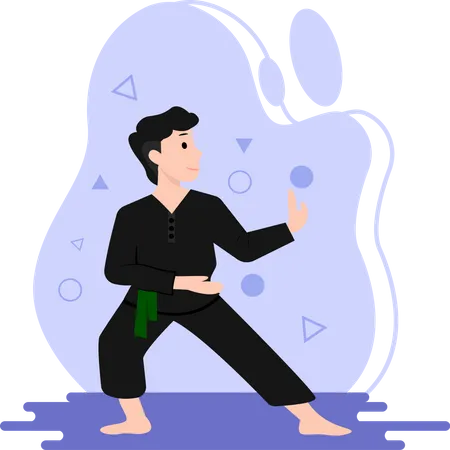 Hombre haciendo Karate  Ilustración