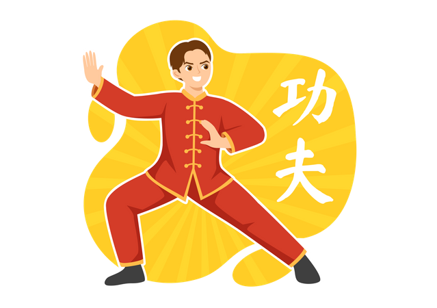 Hombre haciendo Kung Fu  Ilustración