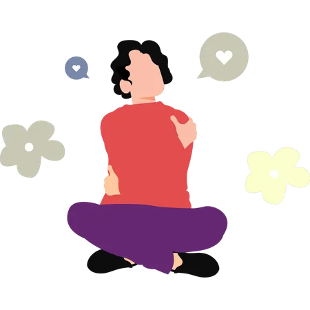 Hombre haciendo meditación  Ilustración