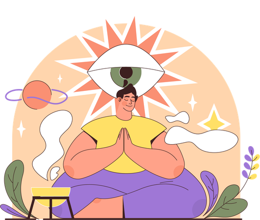 Hombre haciendo meditación  Ilustración