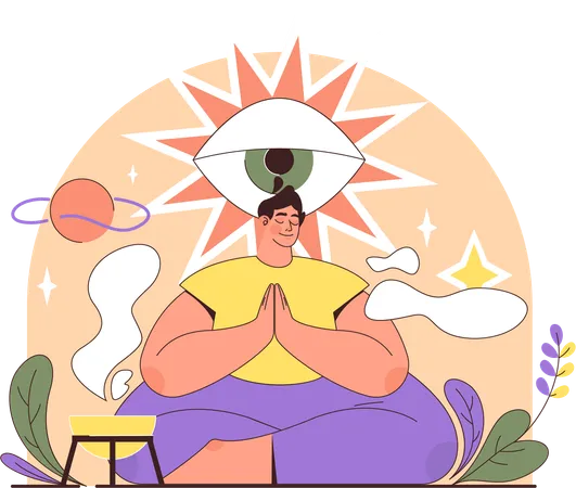 Hombre haciendo meditación  Ilustración