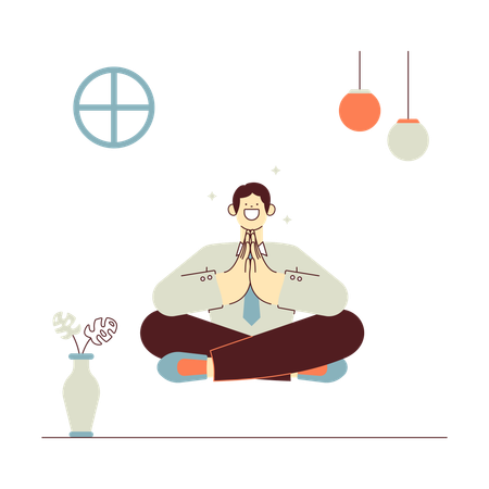 Hombre haciendo meditación  Ilustración