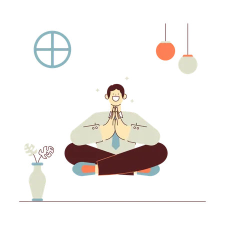 Hombre haciendo meditación  Ilustración