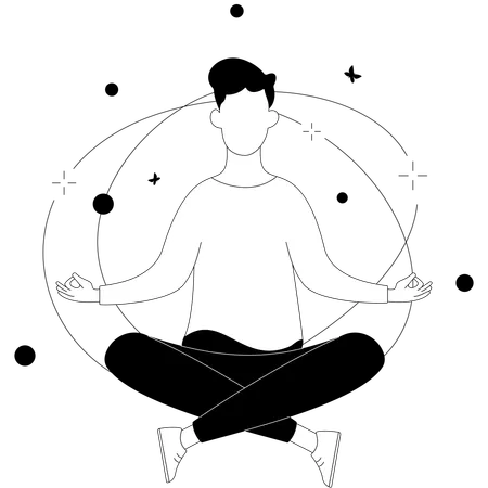 Hombre haciendo meditación  Ilustración