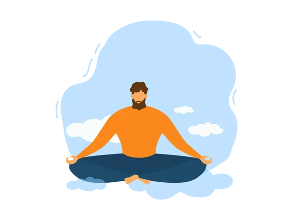 Hombre haciendo meditación  Ilustración