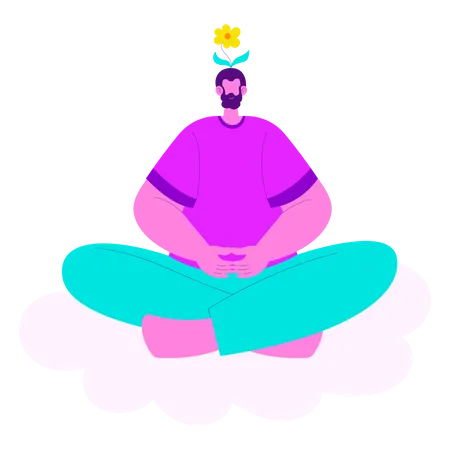 Hombre haciendo meditación  Ilustración