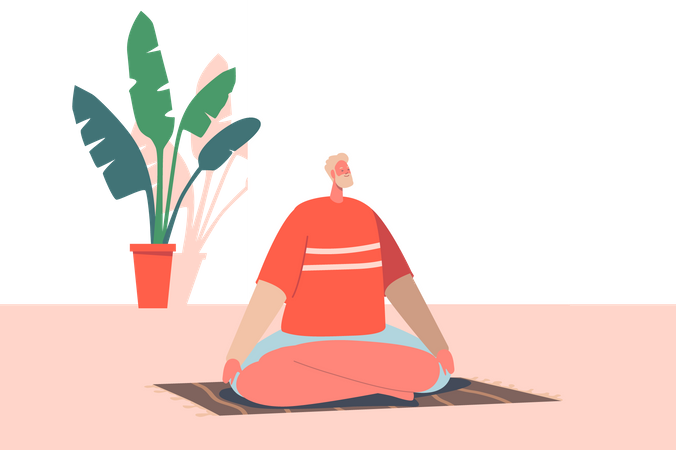 Hombre haciendo meditación  Ilustración
