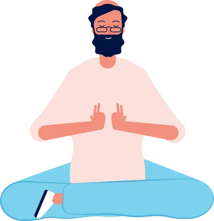 Hombre haciendo meditación matutina  Ilustración
