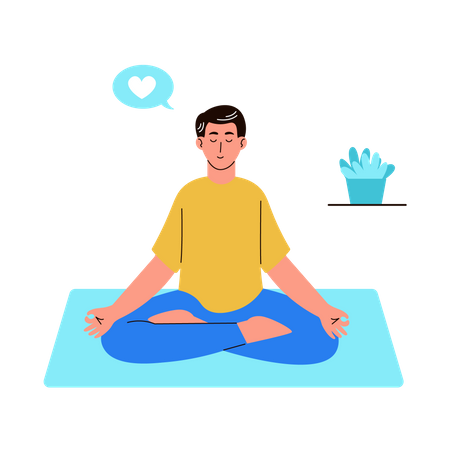 Hombre haciendo yoga de atención plena  Ilustración