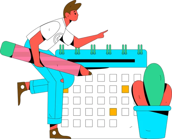 Hombre haciendo horario de negocios  Ilustración