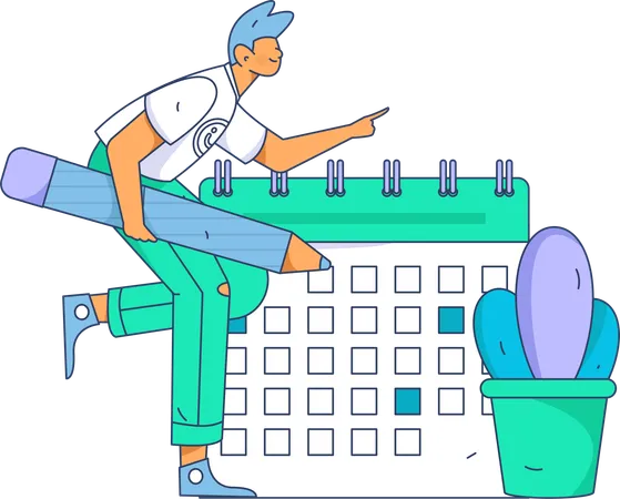 Hombre haciendo horario de negocios  Illustration