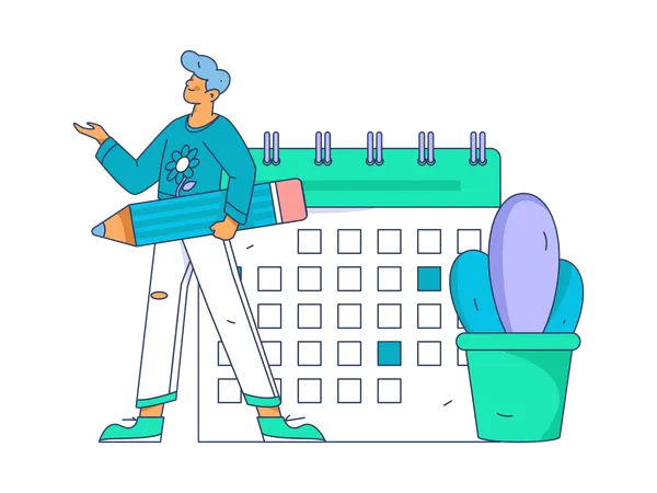 Hombre haciendo horario de negocios  Illustration