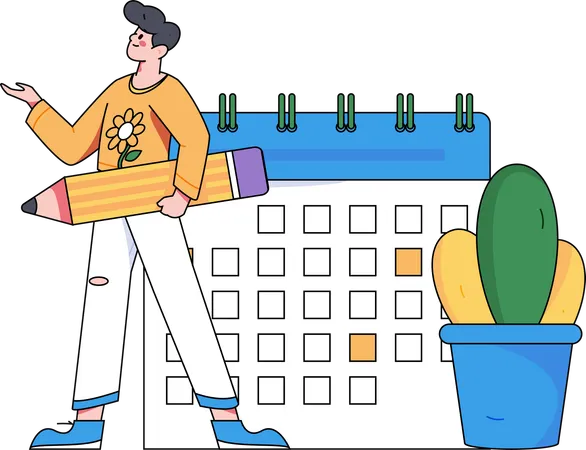 Hombre haciendo horario de negocios  Ilustración