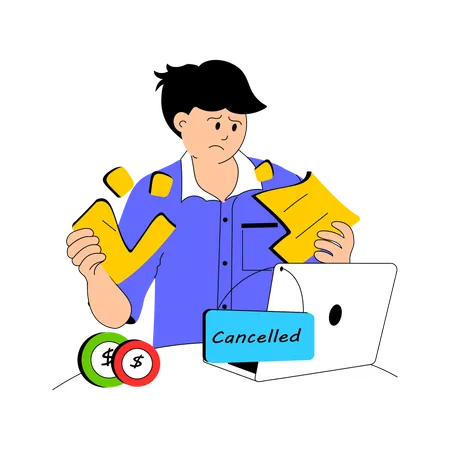 Hombre haciendo orden cancelada  Ilustración